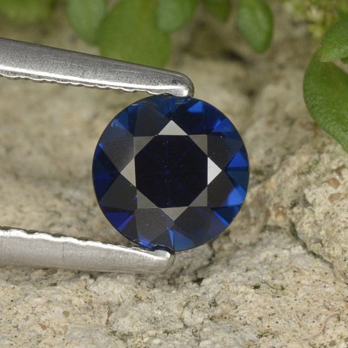 0.63ct Natural Azul oscuro Zafiro, Redondo, VVS