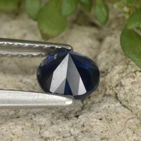 Zafiro Azul oscuro natural de 0.63 ct, Redondo, VVS