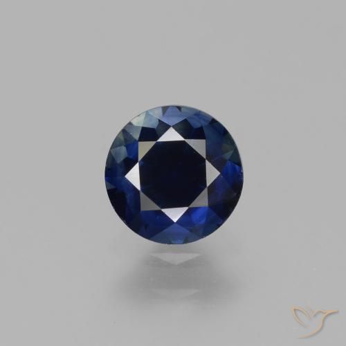 0.78ct Natural Azul oscuro Zafiro, Redondo, VVS