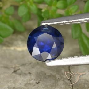 Zafiro Azul oscuro natural de 0.55 ct, Redondo, VS
