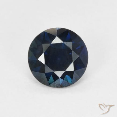 Zafiro Azul noche natural de 0.65 ct, Redondo, VVS-VS