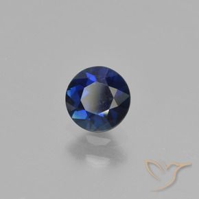 Zafiro Azul oscuro natural de 0.54 ct, Redondo, VVS-VS