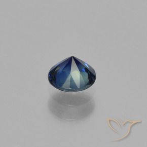 Zafiro Azul oscuro natural de 0.54 ct, Redondo, VVS-VS