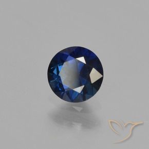Zafiro Azul marino natural de 0.55 ct, Redondo, VVS-VS