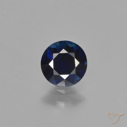 0.76ct Natural Azul oscuro Zafiro, Redondo, VVS-VS