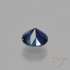 Zafiro Azul oscuro natural de 0.76 ct, Redondo, VVS-VS