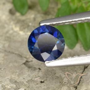 Zafiro Azul crepúsculo natural de 0.58 ct, Redondo, VVS-VS