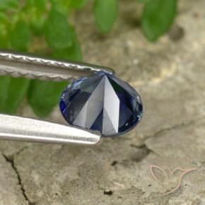 Zafiro Azul crepúsculo natural de 0.58 ct, Redondo, VVS-VS