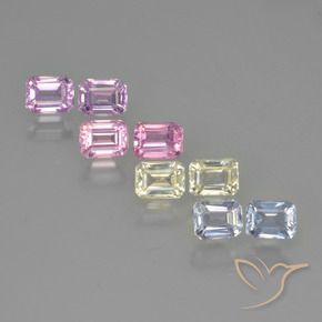 Gemas de Zafiro Multicolor natural de 2.25 ct, Corte Octágono / Esmeralda, VS