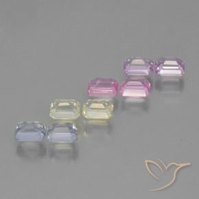 Gemas de Zafiro Multicolor natural de 2.25 ct, Corte Octágono / Esmeralda, VS