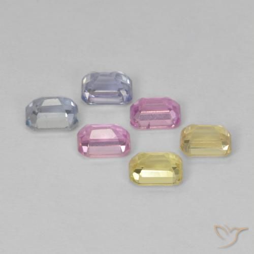 Gemas de Zafiro Multicolor natural de 1.81 ct, Corte Octágono / Esmeralda, VS