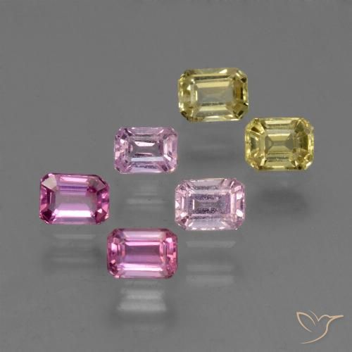 Gemas de Zafiro Multicolor natural de 1.93 ct, Corte Octágono / Esmeralda, VS