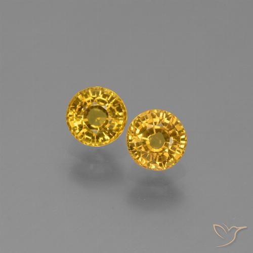 1.29ctw Natural Dorado medio Zafiro, Redondo, VVS-VS