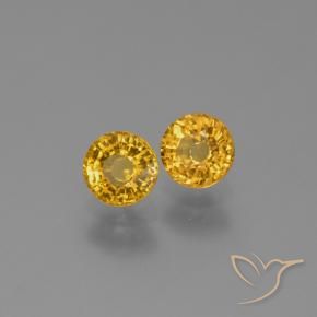 Gemas de Zafiro Dorado medio natural de 1.29 ct, Redondo, VVS-VS