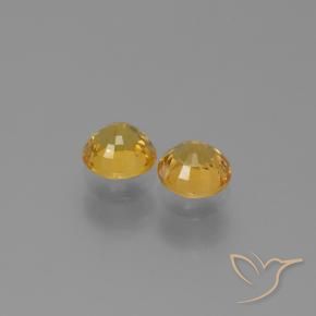 Gemas de Zafiro Dorado medio natural de 1.29 ct, Redondo, VVS-VS