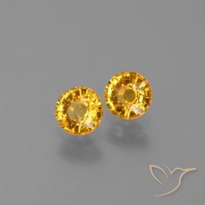 Gemas de Zafiro Dorado oscuro natural de 1.19 ct, Redondo, VVS-VS