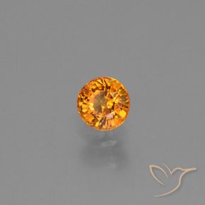 Zafiro Naranja intenso natural de 0.67 ct, Redondo, VVS-VS