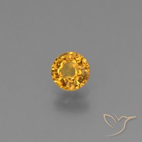 Zafiro Dorado naranja natural de 0.61 ct, Redondo, VVS-VS