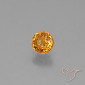Zafiro Naranja albaricoque natural de 0.60 ct, Redondo, VVS-VS