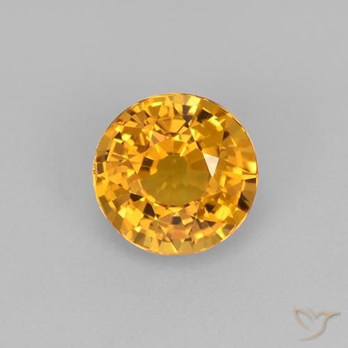 0.83ct Natural Naranja dorado intenso Zafiro, Redondo, VVS-VS