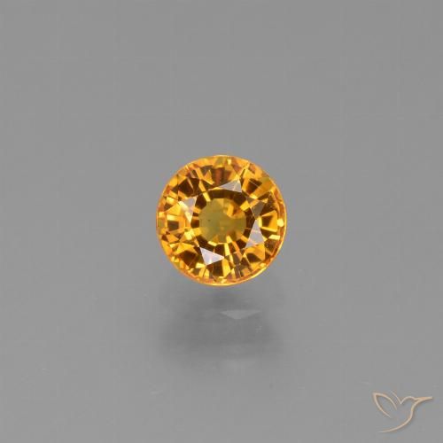 0.90ct Natural Dorado naranja intenso Zafiro, Redondo, VVS-VS
