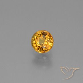 Zafiro Dorado naranja oscuro natural de 0.72 ct, Redondo, VVS-VS
