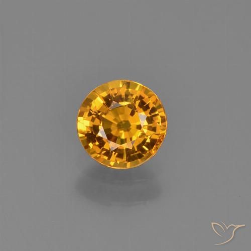 0.70ct Natural Dorado naranja intenso Zafiro, Redondo, VVS-VS