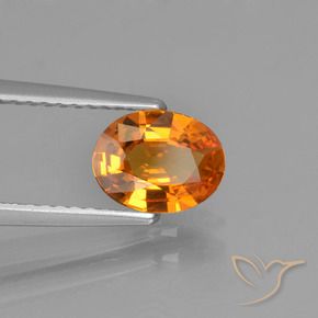 Zafiro Naranja oscuro natural de 1.05 ct, Ovalada, VVS-VS