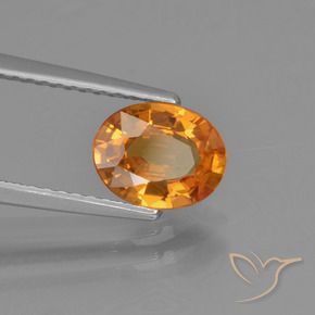 Zafiro Naranja oscuro natural de 1.32 ct, Ovalada, VS-SI