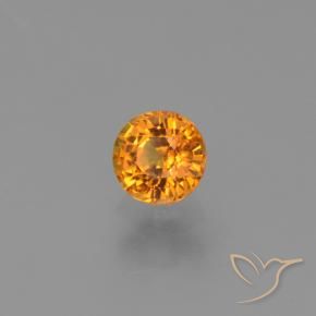 Zafiro Naranja albaricoque natural de 0.76 ct, Redondo, VVS-VS