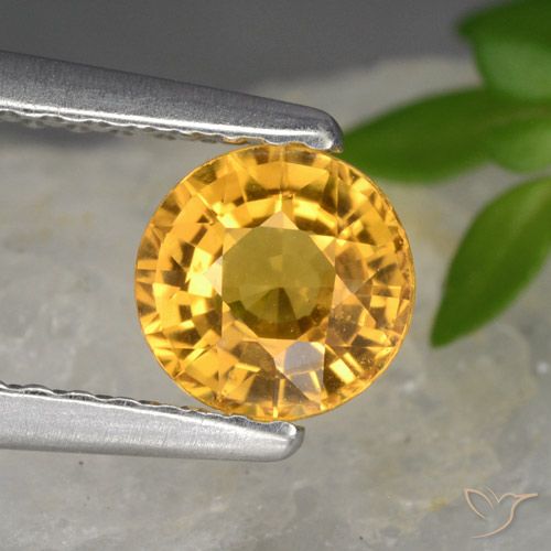0.83ct Natural Dorado oscuro Zafiro, Redondo, VVS