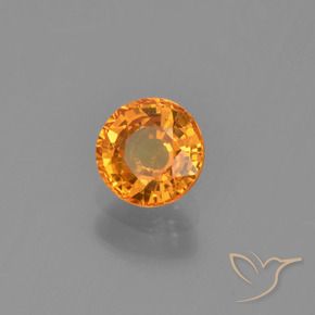 Zafiro Naranja medio natural de 0.71 ct, Redondo, VS