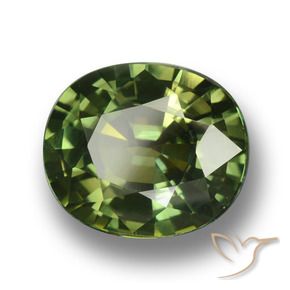 Zafiro Verde oscuro medio natural de 4.54 ct, Ovalada, VVS-VS