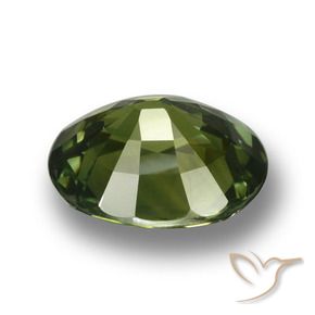 Zafiro Verde oscuro medio natural de 4.54 ct, Ovalada, VVS-VS