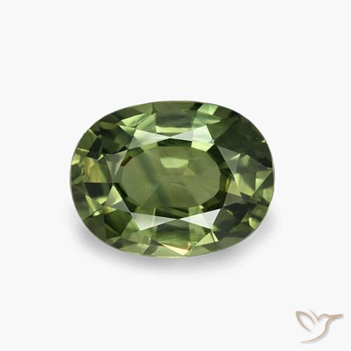 4.09ct Natural Verde oscuro medio Zafiro, Ovalada, VVS-VS