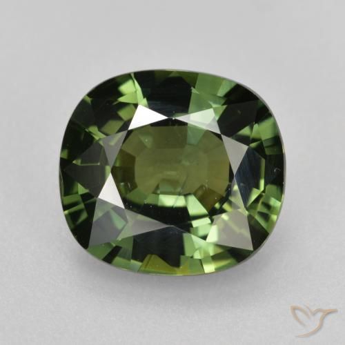 4.12ct Natural Verde oscuro Zafiro, Forma Cojín, VVS-VS