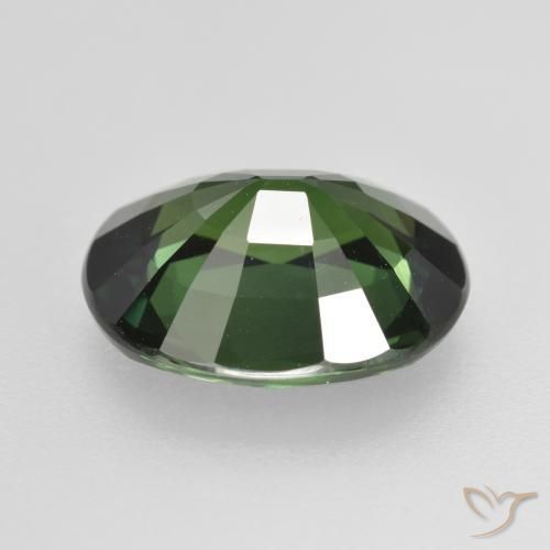 Zafiro Verde oscuro natural de 4.74 ct, Ovalada, VVS-VS