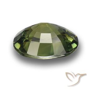 Zafiro Verde oscuro medio natural de 3.38 ct, Ovalada, VVS-VS