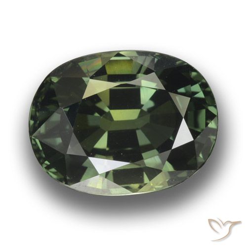3.34ct Natural Verde oscuro Zafiro, Ovalada, VVS-VS