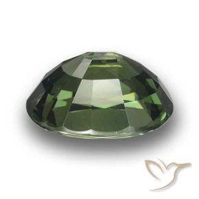 Zafiro Verde oscuro natural de 3.34 ct, Ovalada, VVS-VS