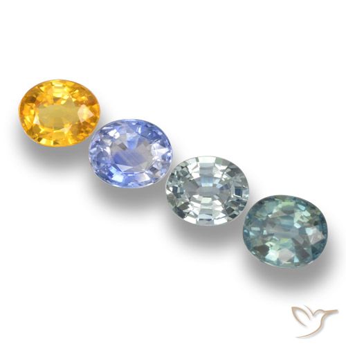 Gemas de Zafiro Multicolor natural de 3.67 ct, Ovalada, VVS-VS