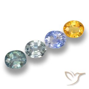 Gemas de Zafiro Multicolor natural de 3.67 ct, Ovalada, VVS-VS