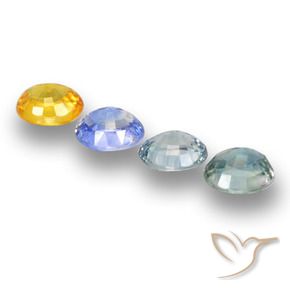 Gemas de Zafiro Multicolor natural de 3.67 ct, Ovalada, VVS-VS
