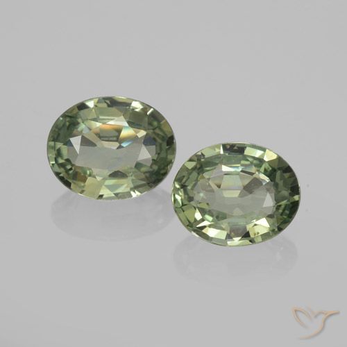 1.39ctw Natural Verde terroso Zafiro, Ovalada, VVS