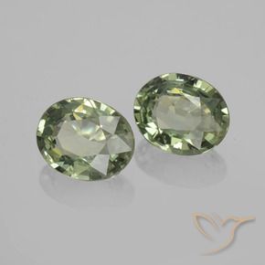 Gemas de Zafiro Verde terroso natural de 1.39 ct, Ovalada, VVS