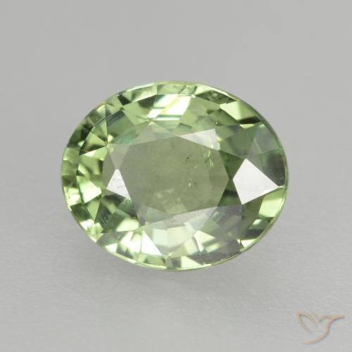 0.75ct Natural Verde muy claro Zafiro, Ovalada, VVS