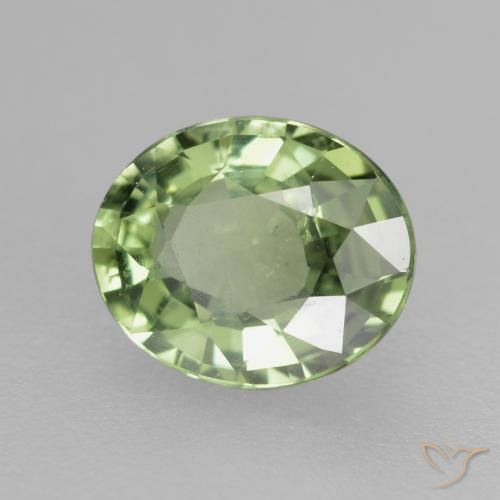 Zafiro Verde muy claro natural de 0.75 ct, Ovalada, VVS