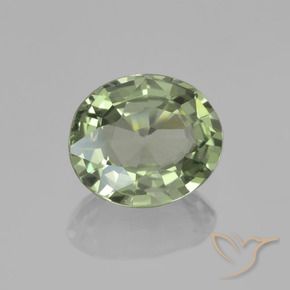 Zafiro Verde claro natural de 0.75 ct, Ovalada, VVS