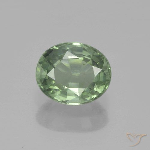 0.88ct Natural Verde bosque claro Zafiro, Ovalada, VS