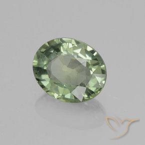 Zafiro Verde bosque natural de 0.81 ct, Ovalada, VVS-VS